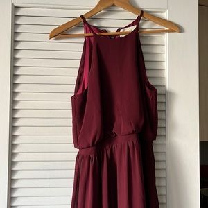 Bhldn maroon wedding guest dress